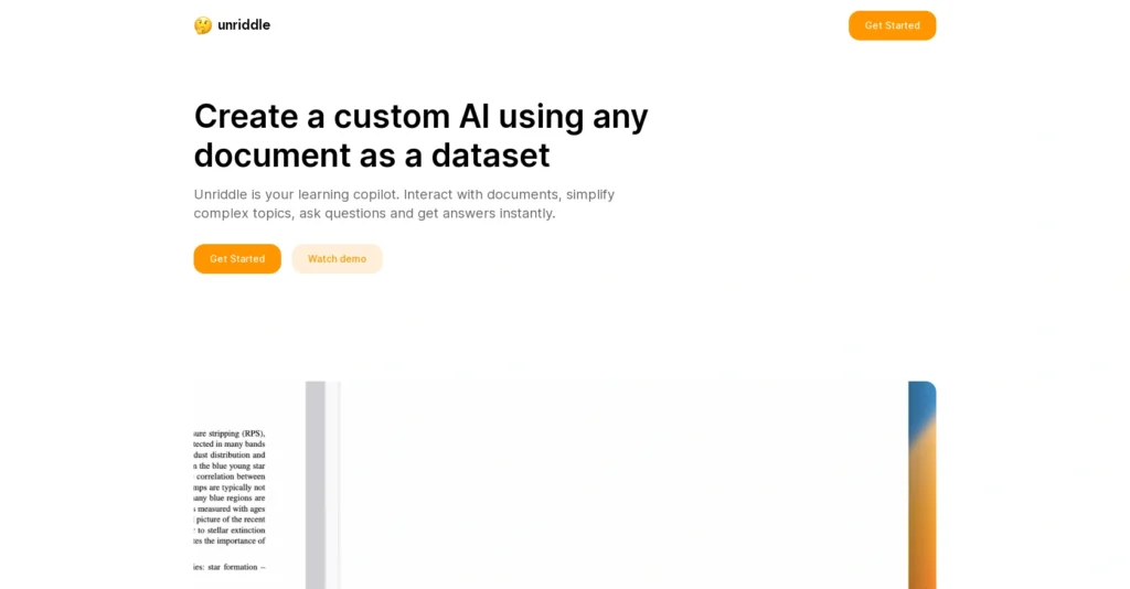 Unriddle interface showing homepage