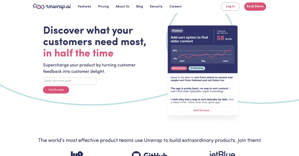 Unwrap interface showing homepage