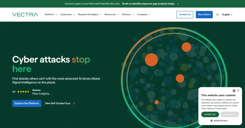 Vectra AI interface showing homepage