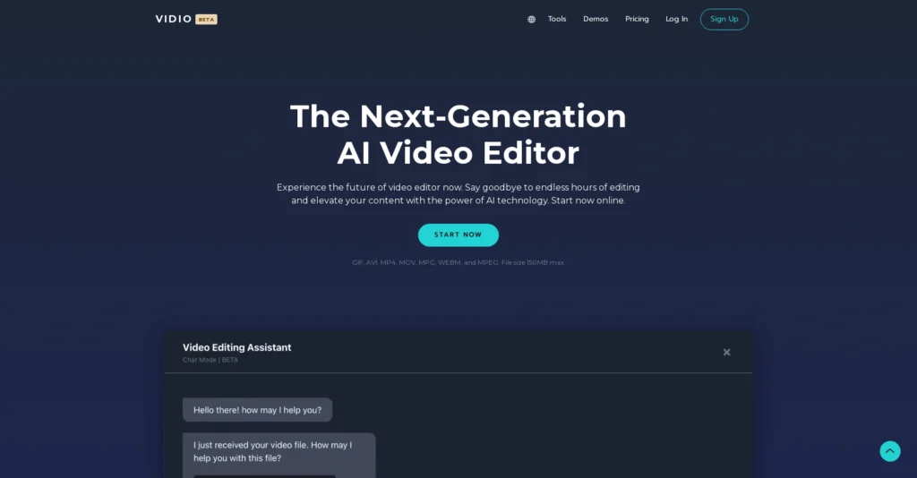 Vidio interface showing homepage