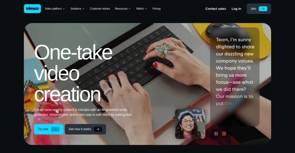 Vimeo AI interface showing homepage