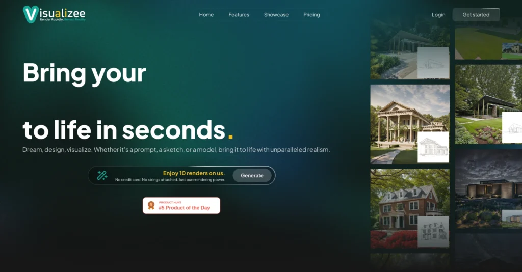 Visualizee interface showing homepage