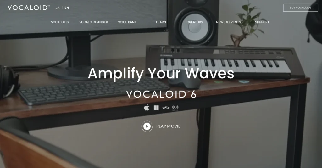 Vocaloid6 interface showing homepage
