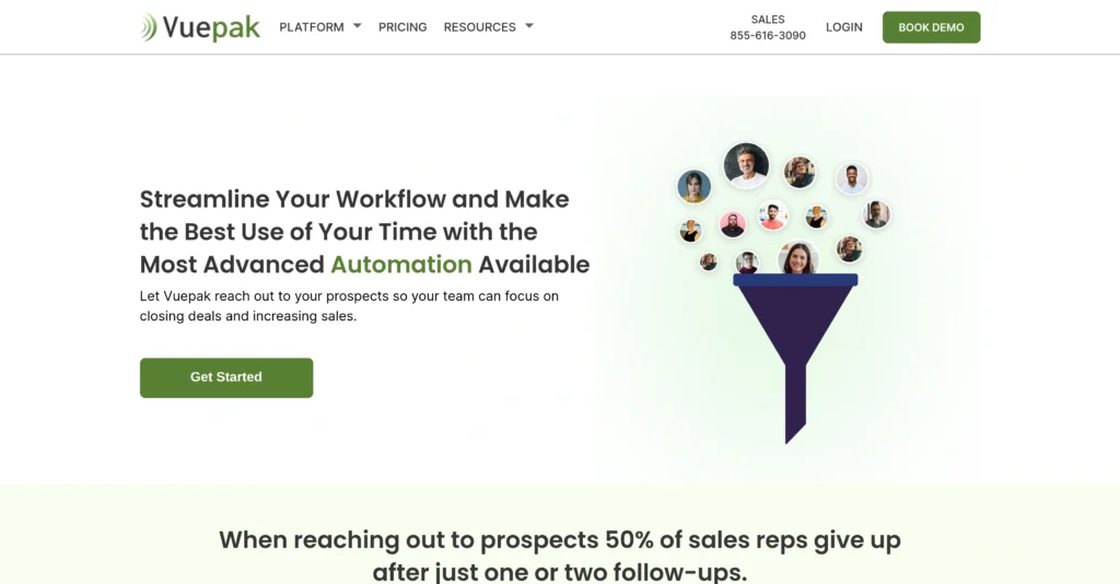 Vuepak interface showing homepage