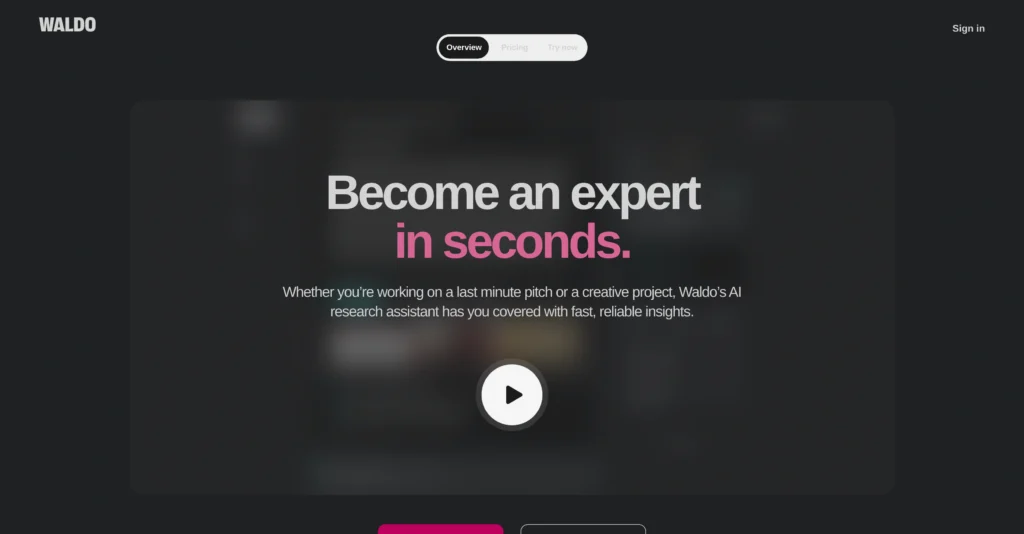Waldo interface showing homepage