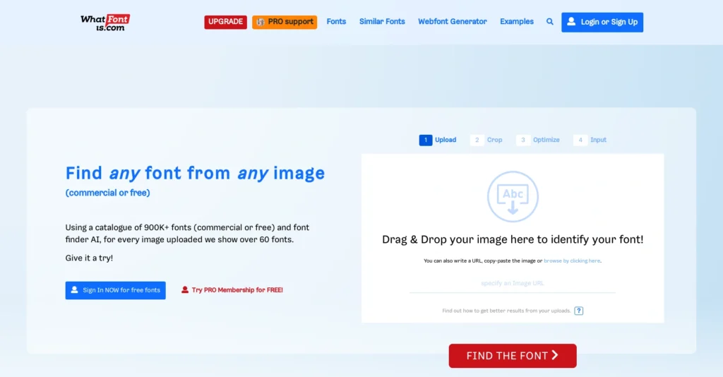 What font is interface showing homepage