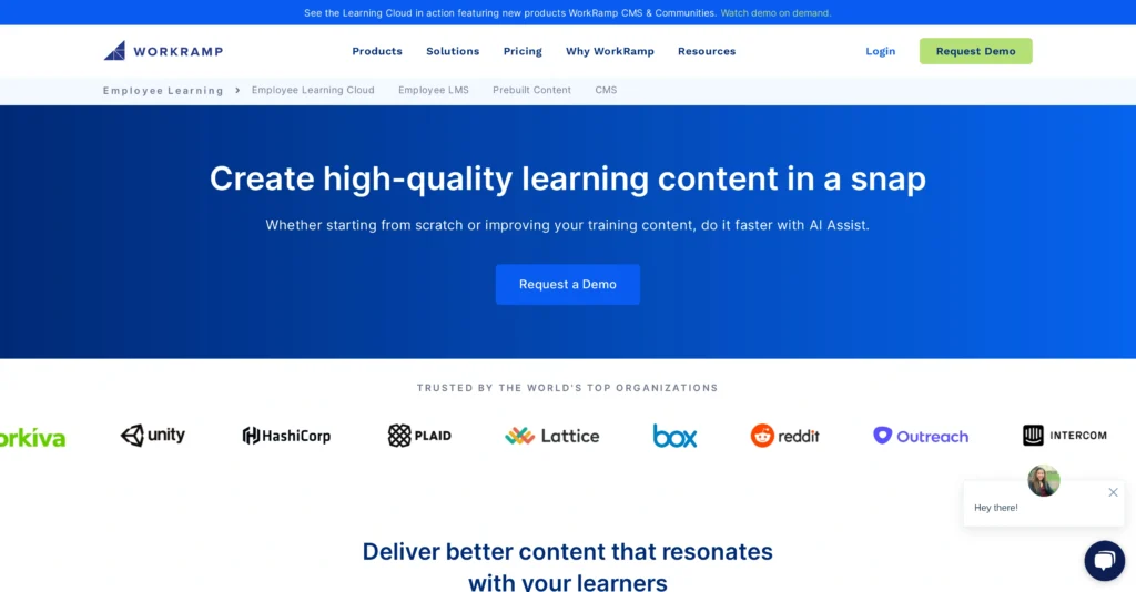 WorkRamp interface showing homepage