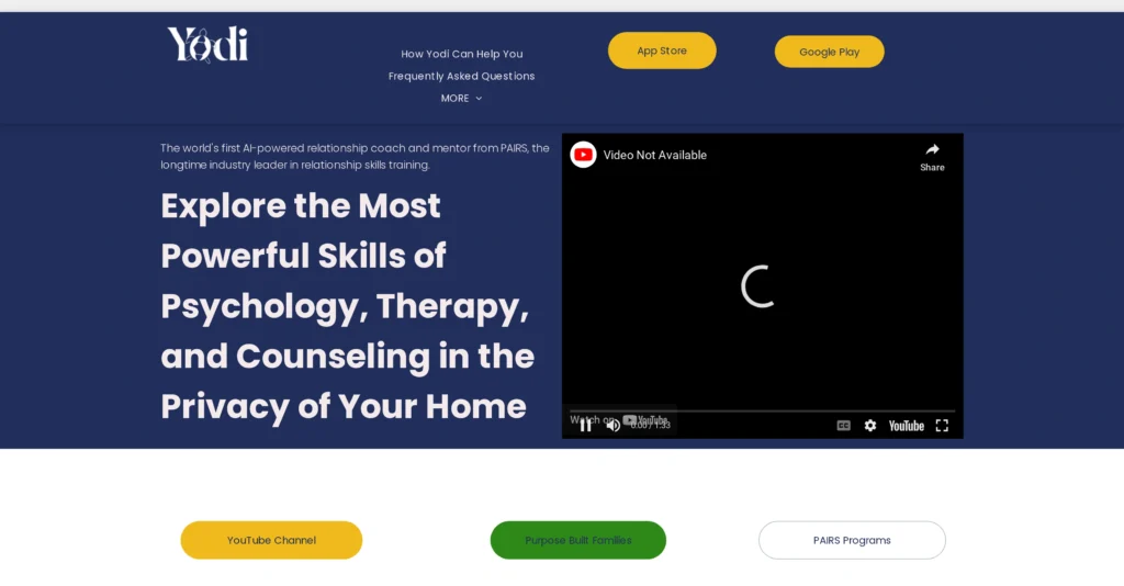 Yodi interface showing homepage