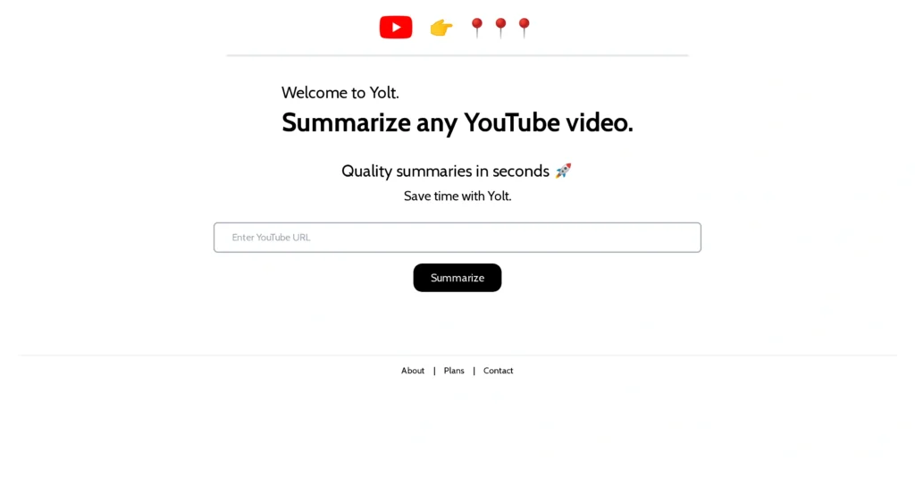 Yolt interface showing homepage