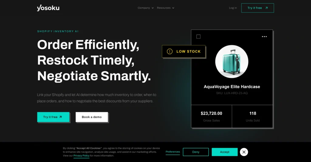Yosoku interface showing homepage